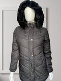 Fur-lined parka with hood Plush inside Removable cap Winter Fashion Fashion