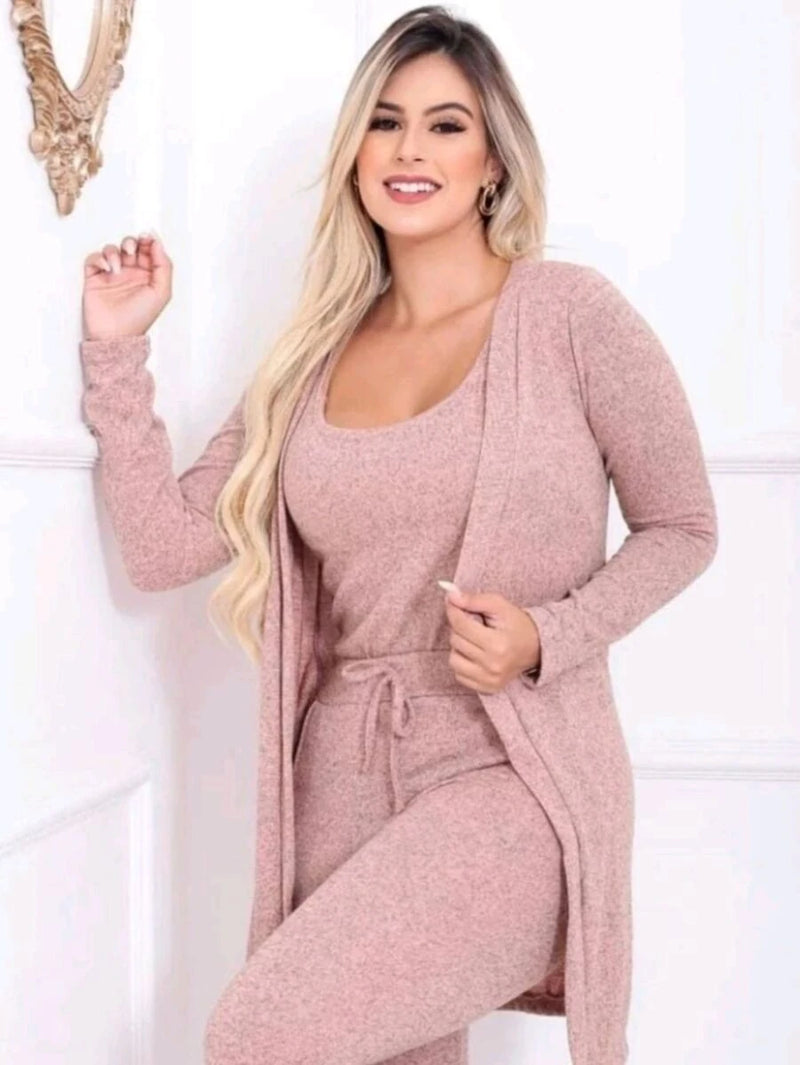 Conjunto Feminino 3 Peças Lanzinha Moda Inverno Tendência