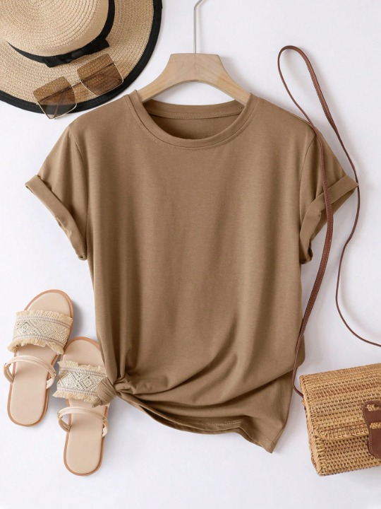 Round neck solid t-shirt