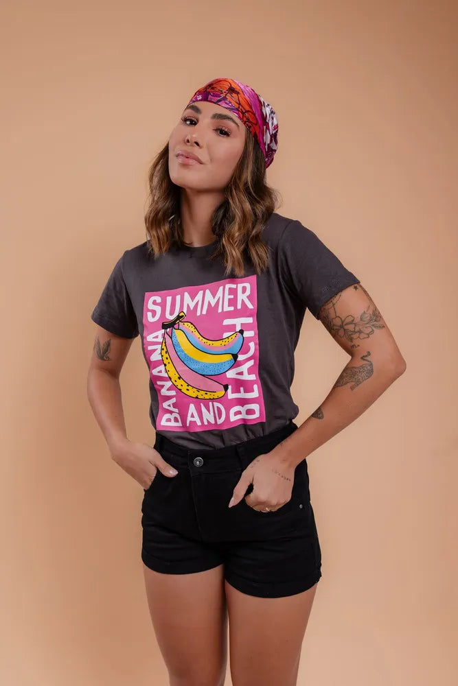 Camiseta - Banana Summer - Grafito