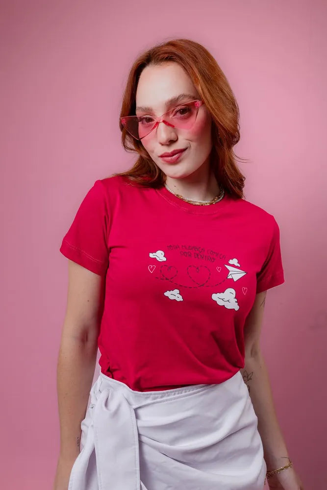 T-Shirt - Toda mudança começa por dentro - Rosa