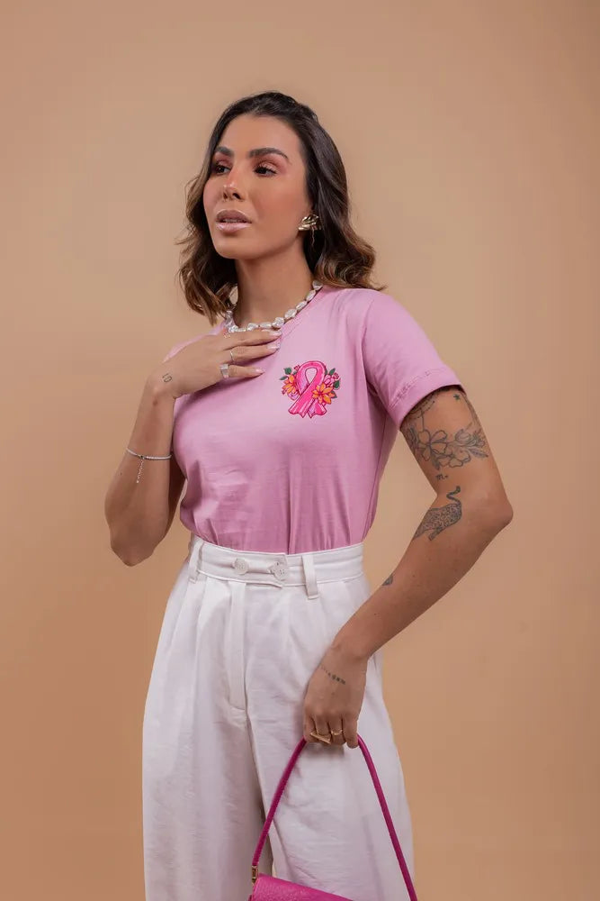 T-Shirt - Laço rosa - Rosa Chiclete