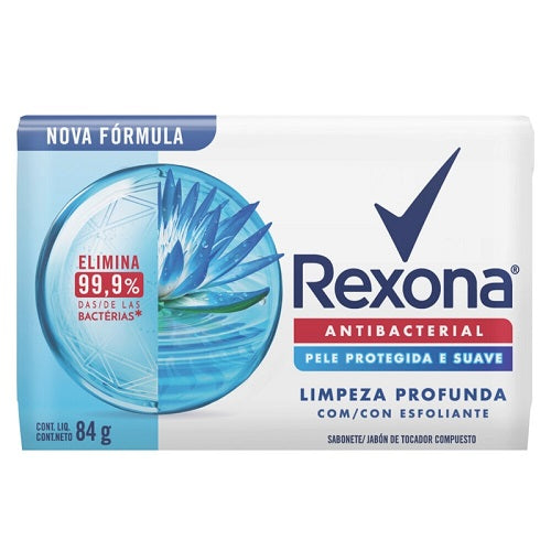 Jabón en barra antibacteriano Rexona con envoltura exfoliante de limpieza profunda - 84 g 