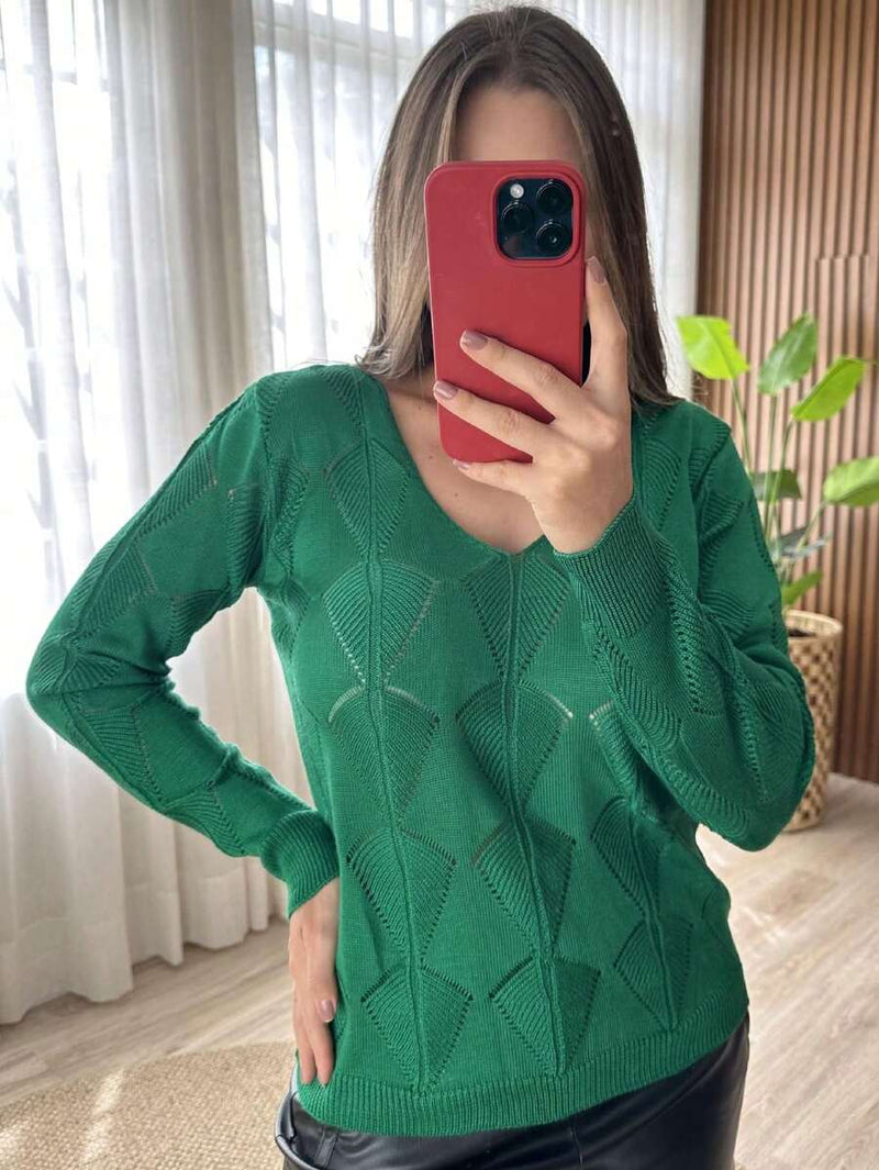 Tricot Leaf Detail Blouse