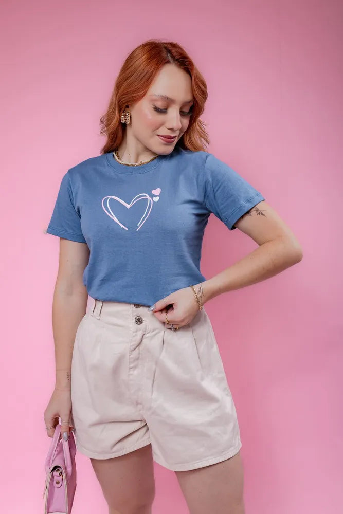 T-Shirt - Heart - Blue