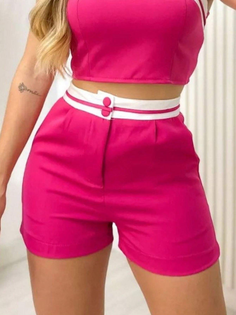 Social Tailoring Shorts Fake Button Detail Zipper On Side High Waist Side Pockets Women's Summer Fashion Clothing