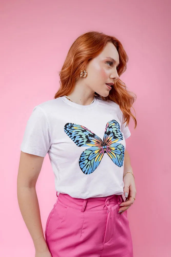 Camiseta - Colores Mariposas - Blanco