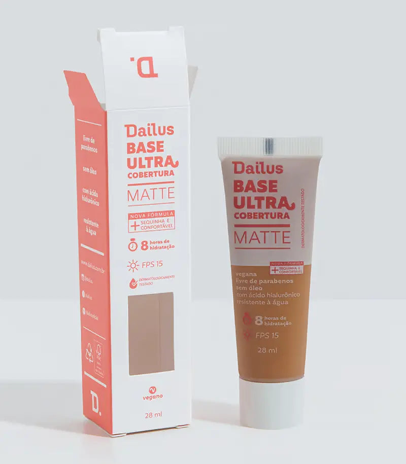 Dailus Base Líquida 28ml Cobertura Ultra Mate D8 