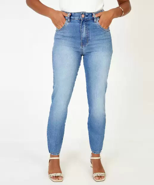 Calça Jeans Cigarrete Cintura Alta Feminina