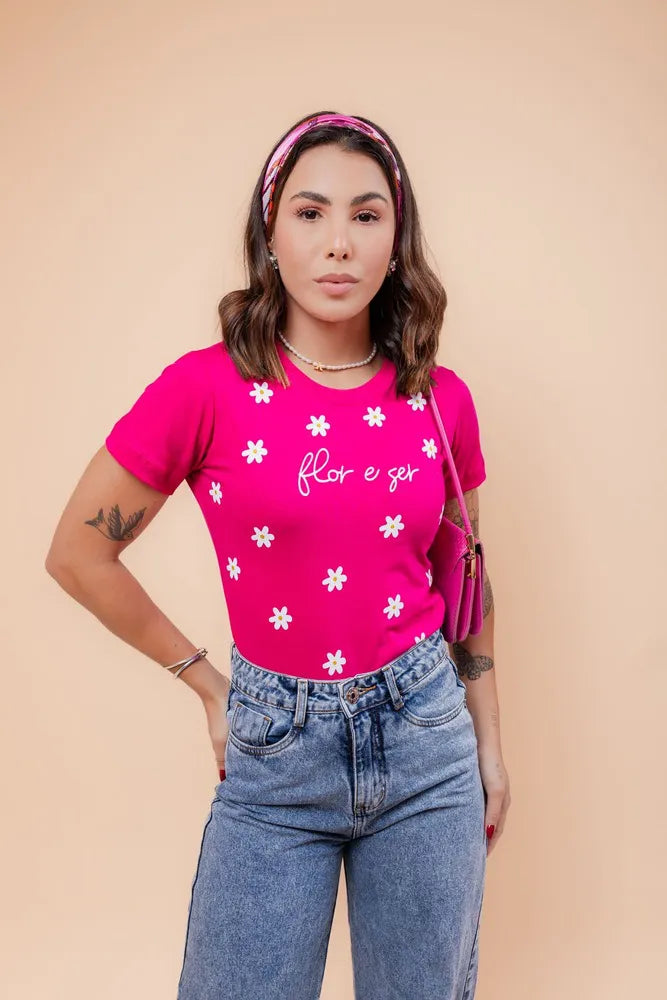 T-Shirt - Flower and being - Pink