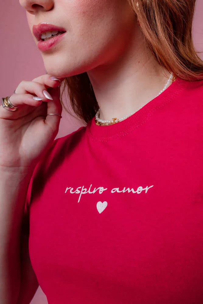 Camiseta - Respiro amor (Alto Relieve) - Rosa