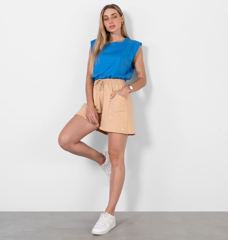 Shorts Evasê Con Bolsillo Delantero