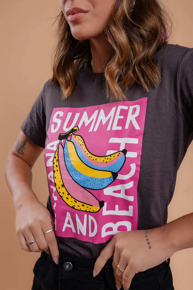 Camiseta - Banana Summer - Grafito