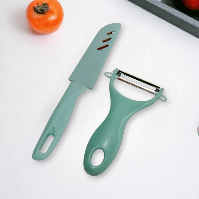 Kit de cocina con pelador y cuchillo.