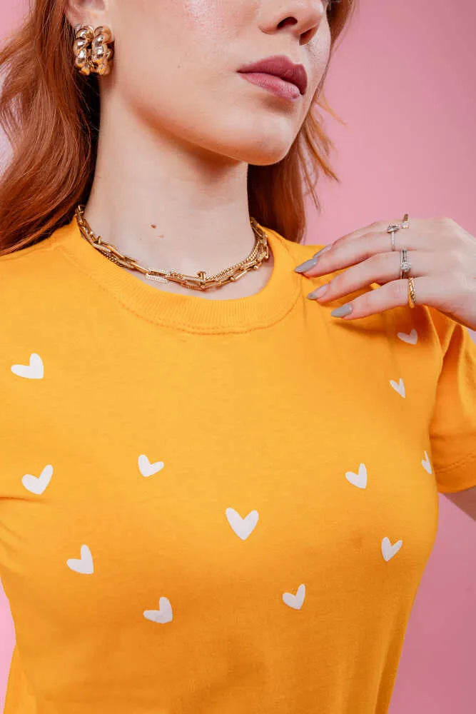 T-Shirt - Hearts (High Relief) - Yellow