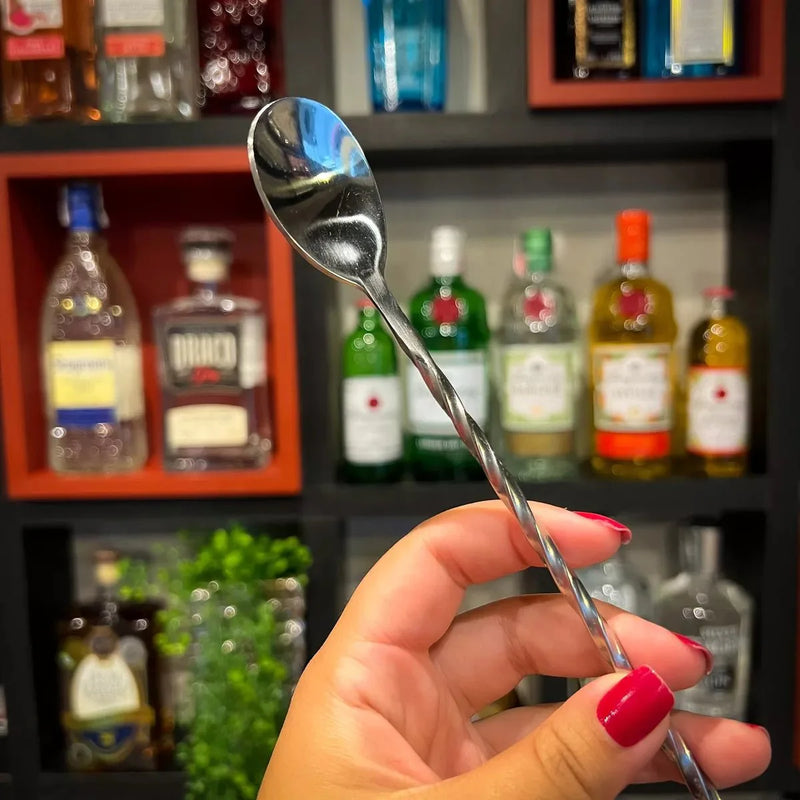 Cocktail Spoon with Fork - Stainless Steel