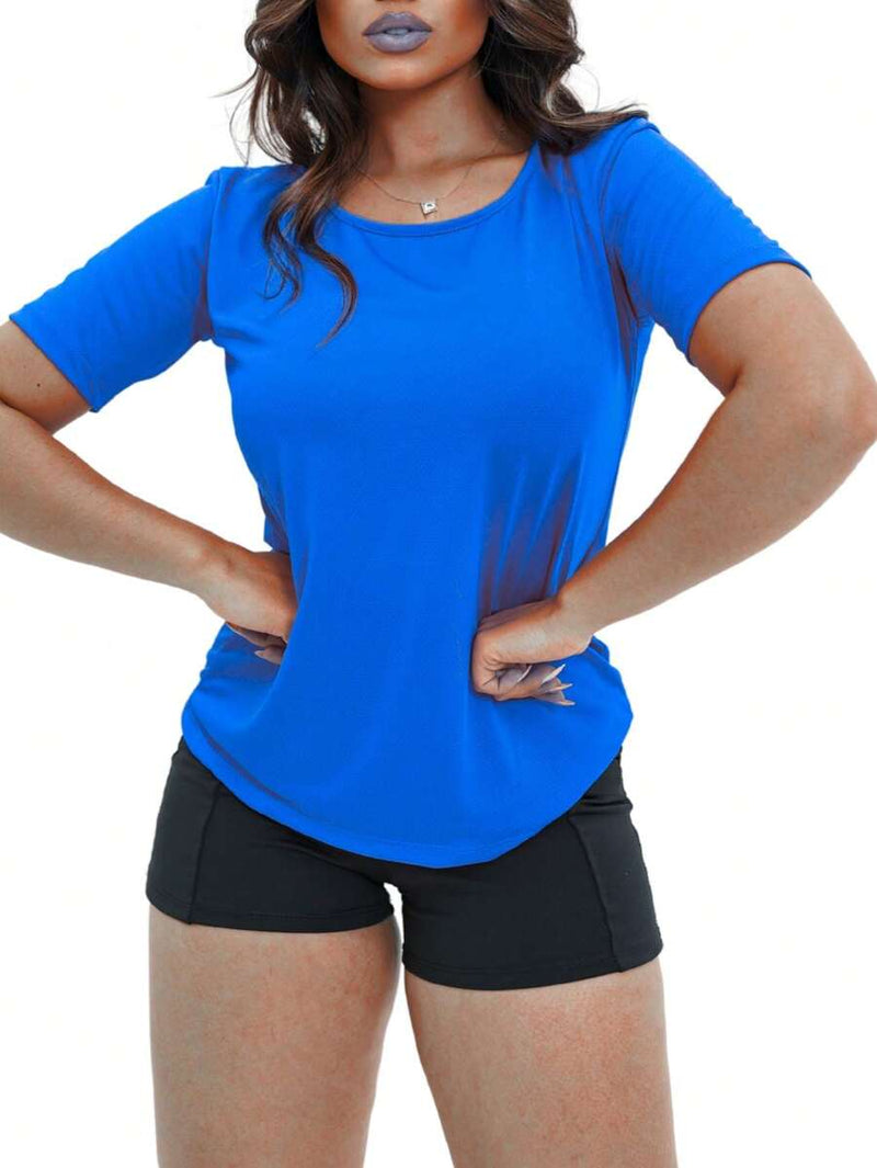 Camiseta Dry Fit básica lisa con manga para mujer, blusa para entrenar, gimnasio, deporte