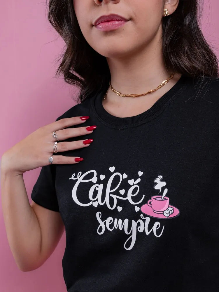 T-Shirt - Coffee always - Black