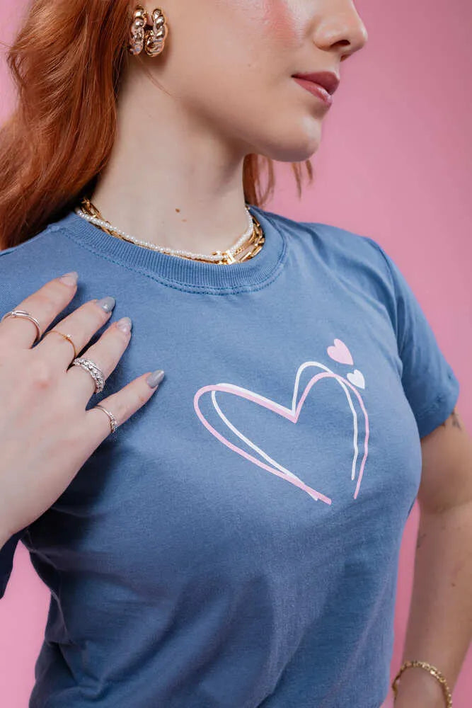 T-Shirt - Heart - Blue