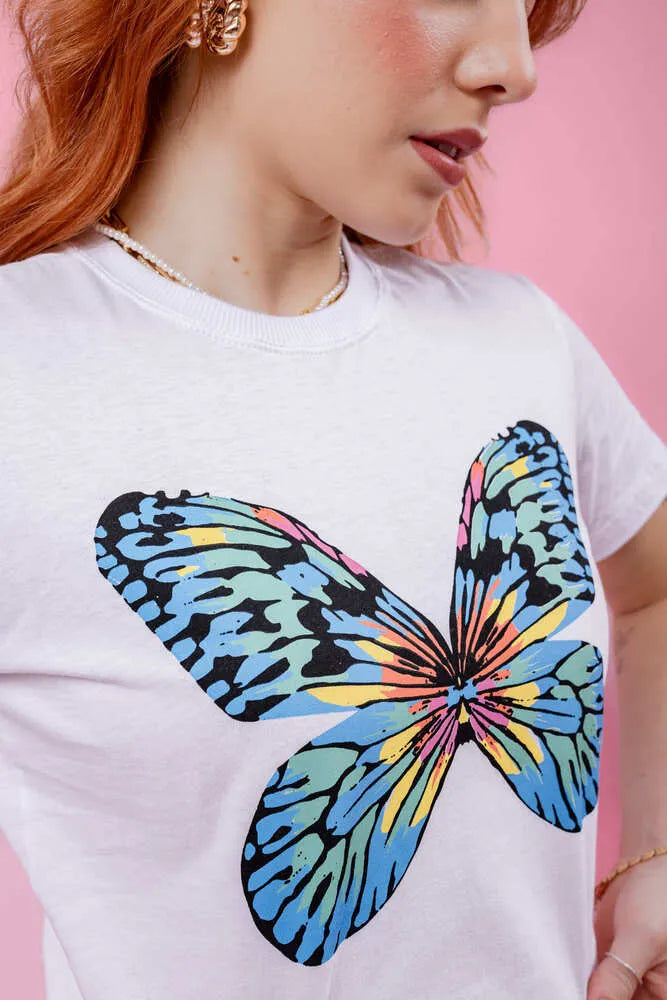 Camiseta - Colores Mariposas - Blanco