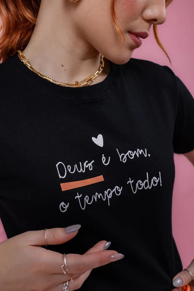 T-Shirt - Deus é bom - Preto