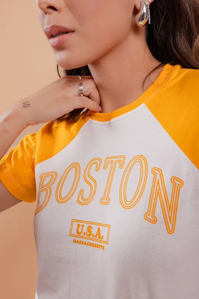 T-Shirt - Raglan Boston - OFF/ Sunflower Yellow