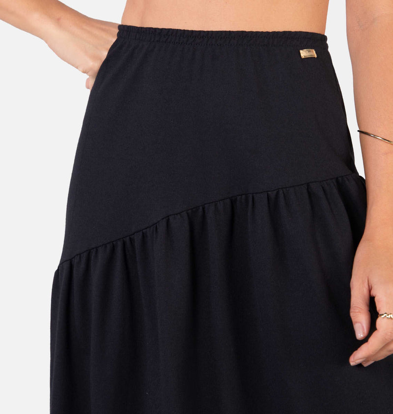 Midi Skirt With Ruched Cutout