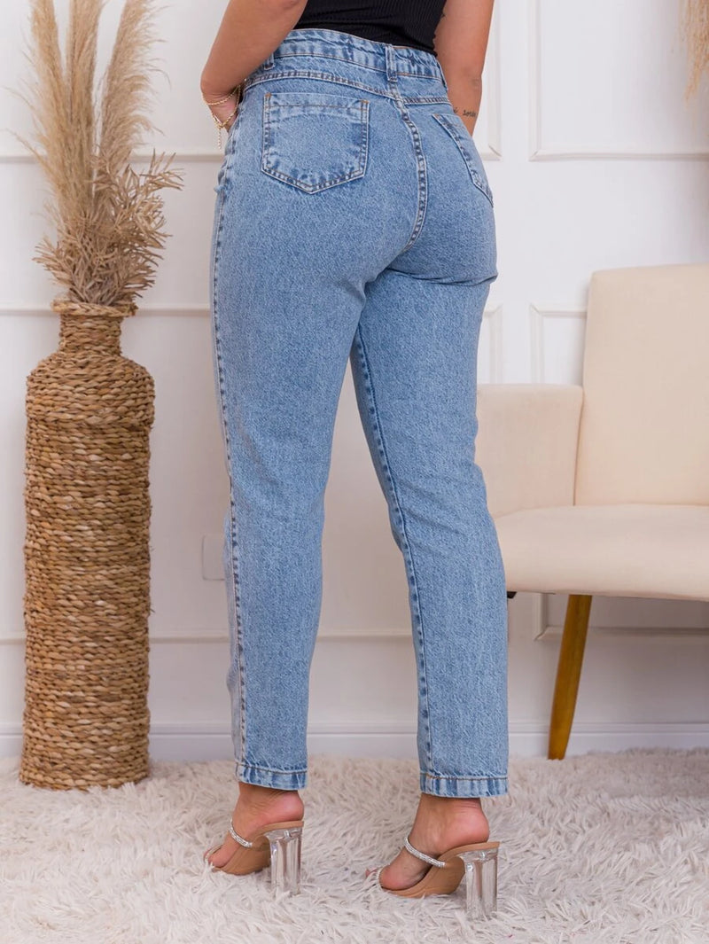 Jeans Mom para mujer Tejido grueso premium jaspeado