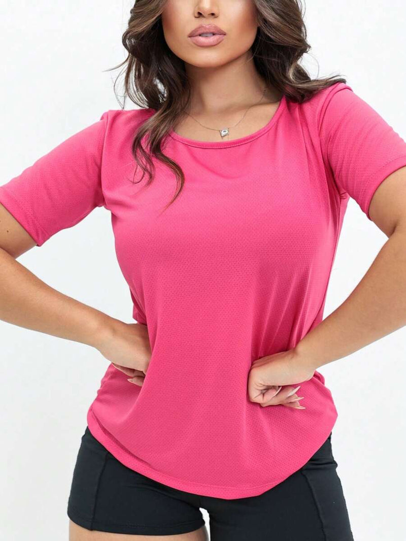 Camiseta Feminina Dry Fit Básica Lisa Camiseta com Manga para Malhar Blusa Treino Academia Esporte