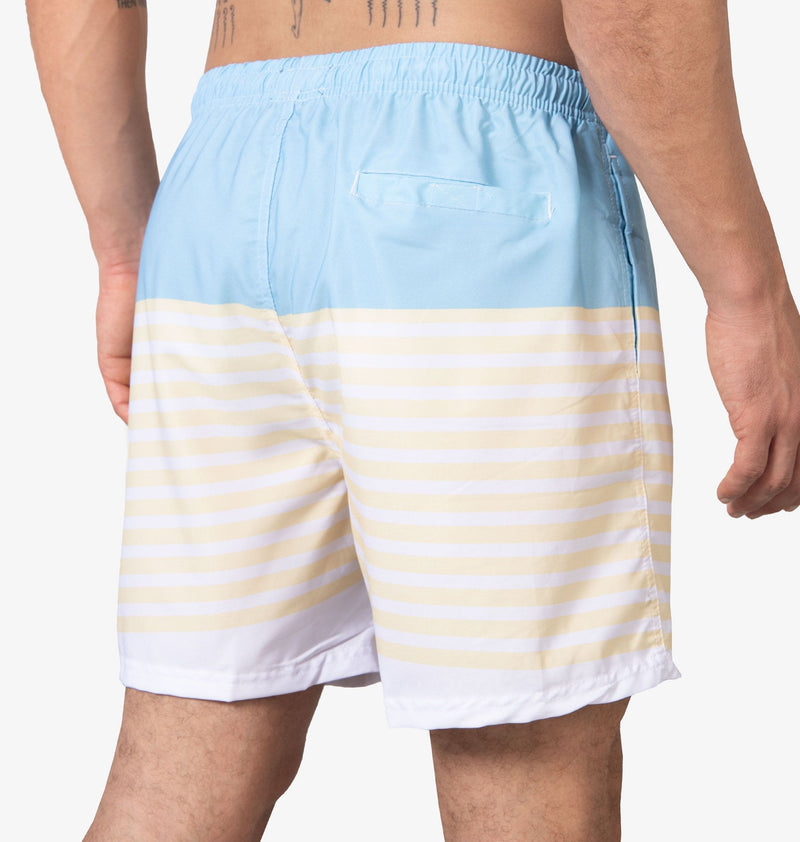 Striped Bermuda Shorts With Elastic Waistband And Pockets