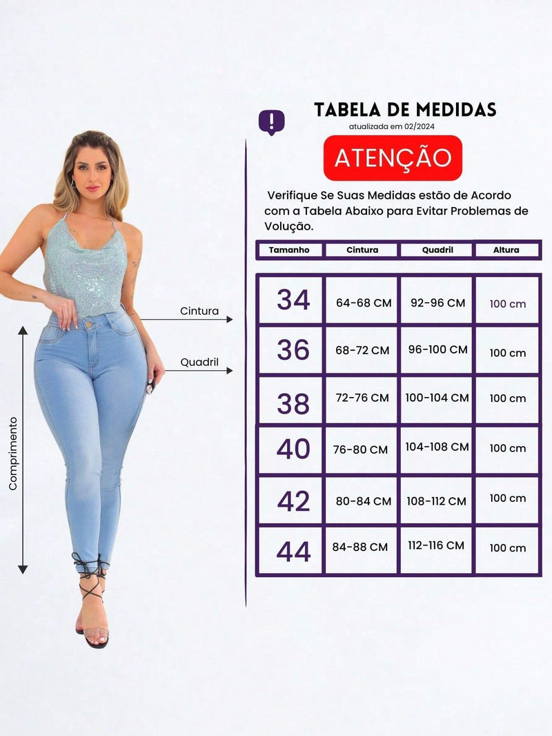 kit 2 Calças Jeans Feminina Básica Casual Cintura alta com Elastano Premium