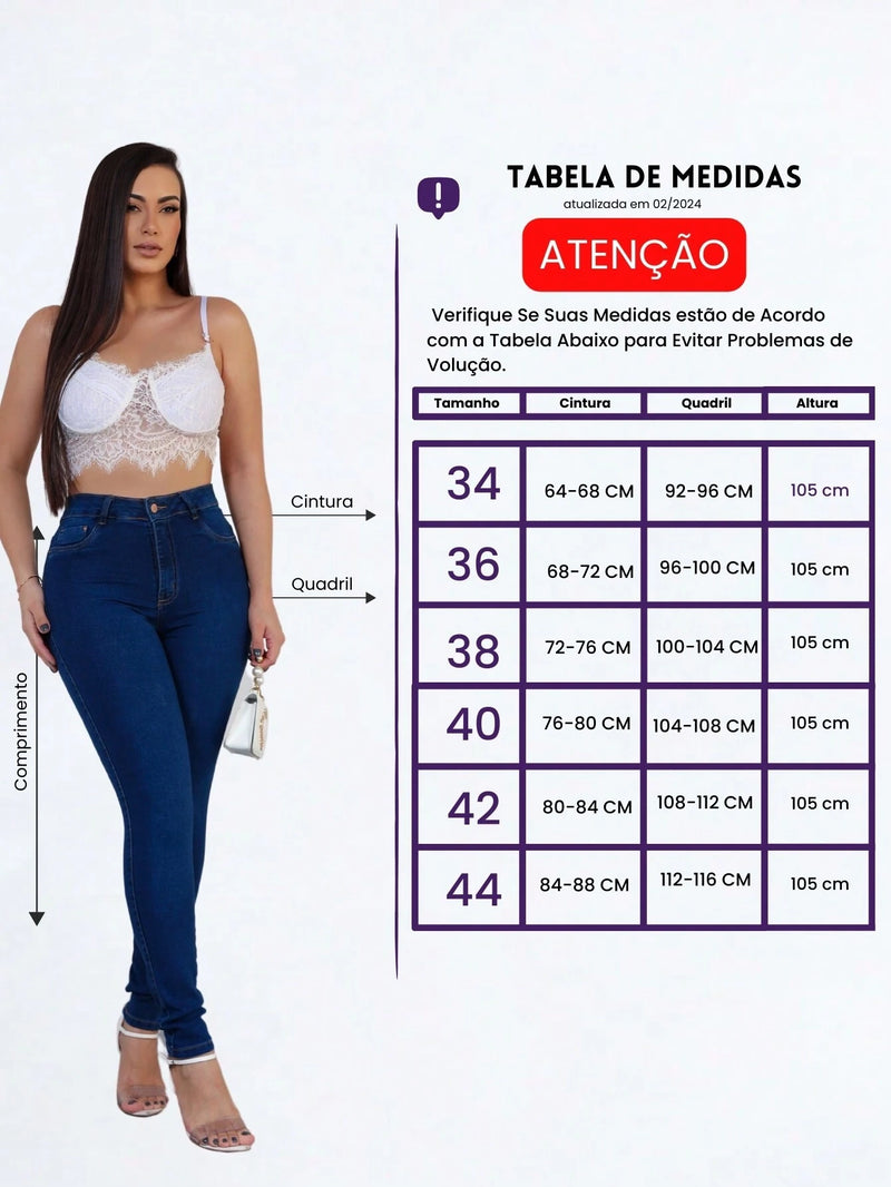 Kit 3 Calças Jeans Feminina com lycra modeladora cintura alta Preto Grafite azul Premium