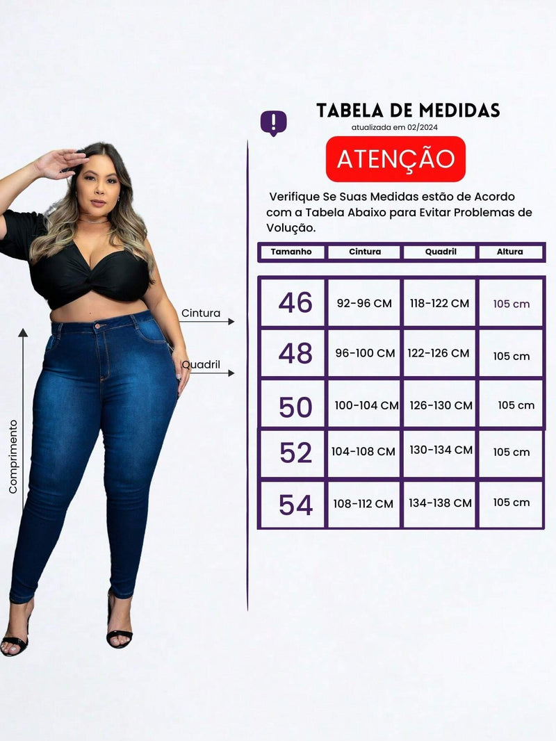 Calça jeans Feminina cós alto com elastano levanta bumbum premium