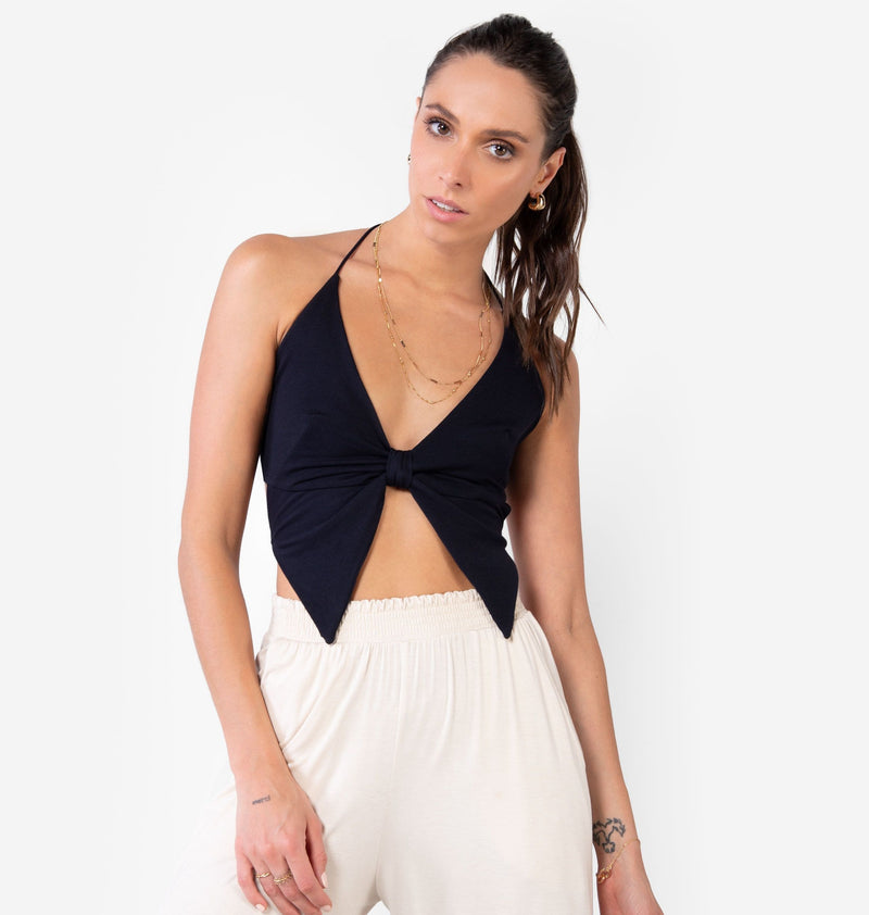 Halter Bow Top With Tie