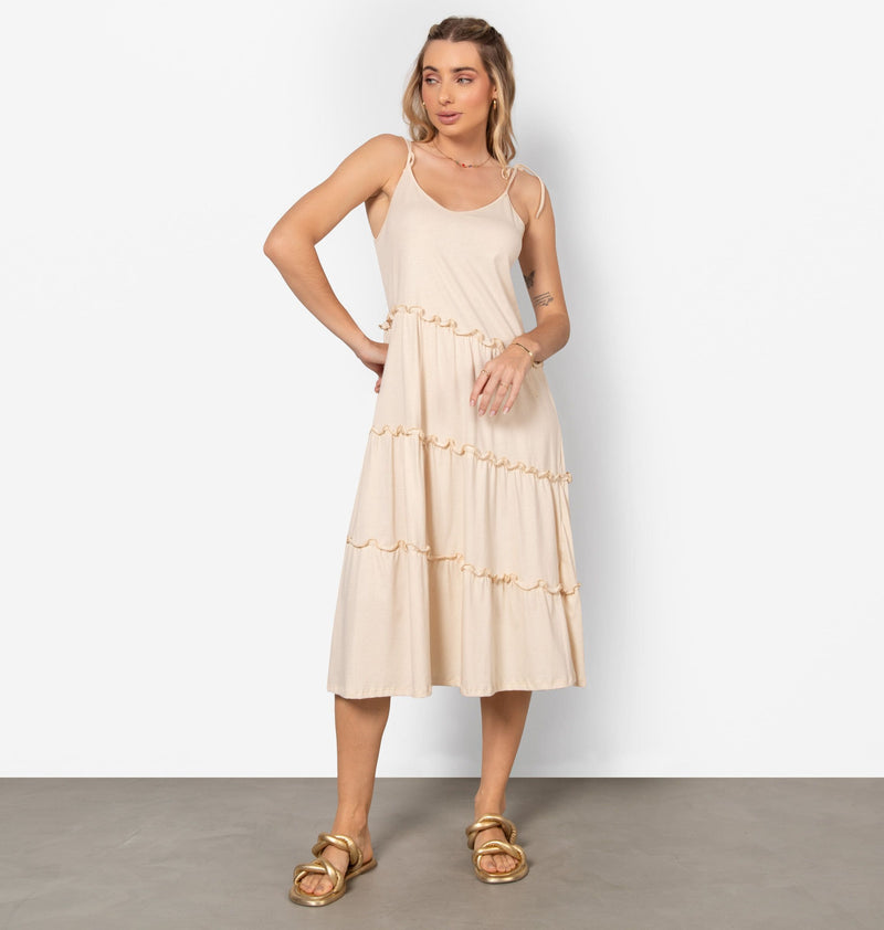 Midi Dress With Asymmetrical Maria Cutout