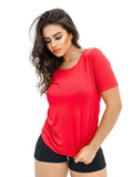 Camiseta Feminina Dry Fit Básica Lisa Camiseta com Manga para Malhar Blusa Treino Academia Esporte