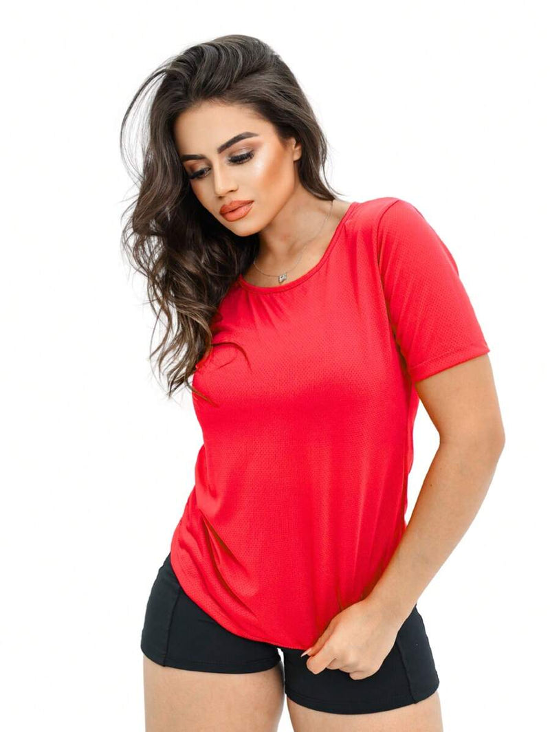 Camiseta Dry Fit básica lisa con manga para mujer, blusa para entrenar, gimnasio, deporte