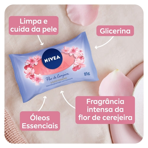 Nivea Flow Pack Jabón en barra hidratante y aceites esenciales de flor de cerezo - 85 g 