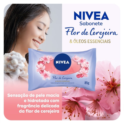 Nivea Flow Pack Jabón en barra hidratante y aceites esenciales de flor de cerezo - 85 g 