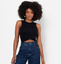 Cropped Tank Top With Front Overlay