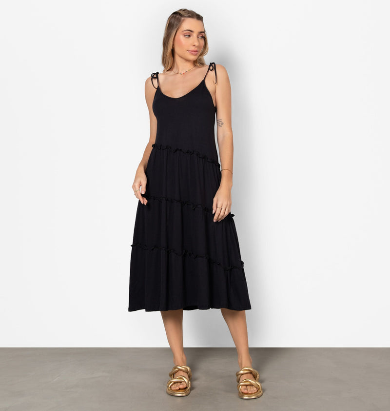 Midi Dress With Asymmetrical Maria Cutout