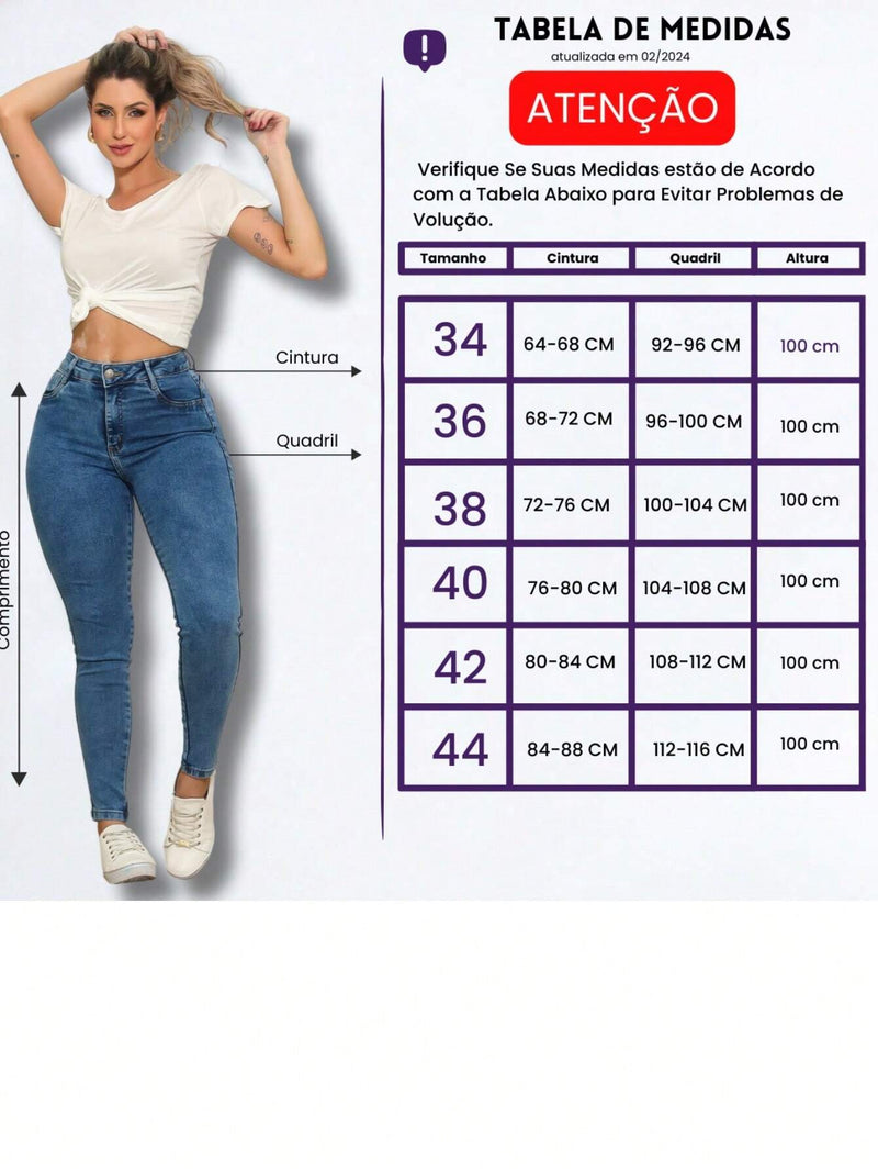 Women's high-waisted jeans with lycra lifts the butt, smooth with premium shaping elastane