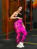 Calça Legging Esportiva Academia Yoga Trendy Tie dye Aurora Levanta Bumbum Sem Costura Cintura Alta