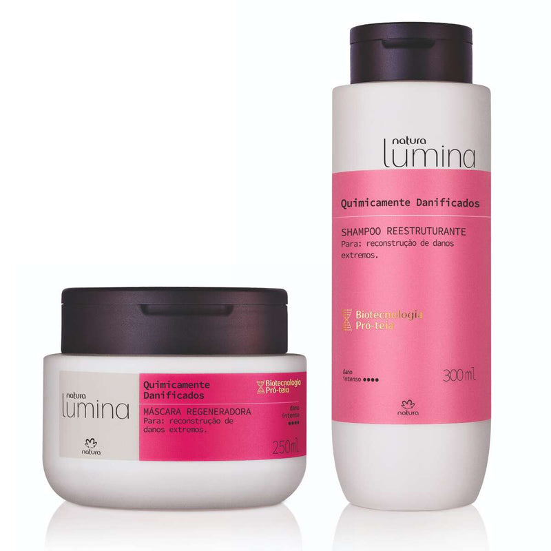 Kit compre Máscara ganhe Shampoo Cabelos Quimicamente Danificados Lumina - Blackhurst