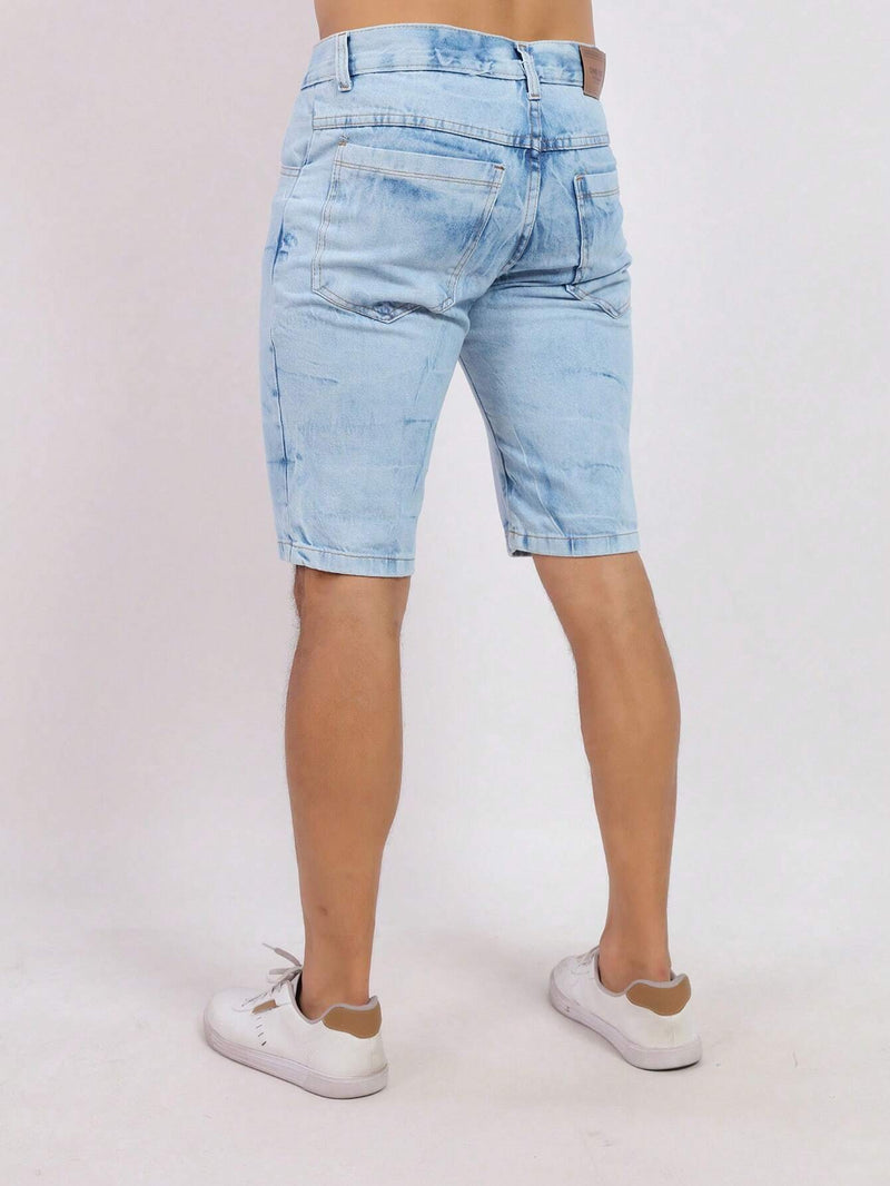 Kit 3 Bermudas Jeans Tradicional masculino Rasgada Casual 100% algodão