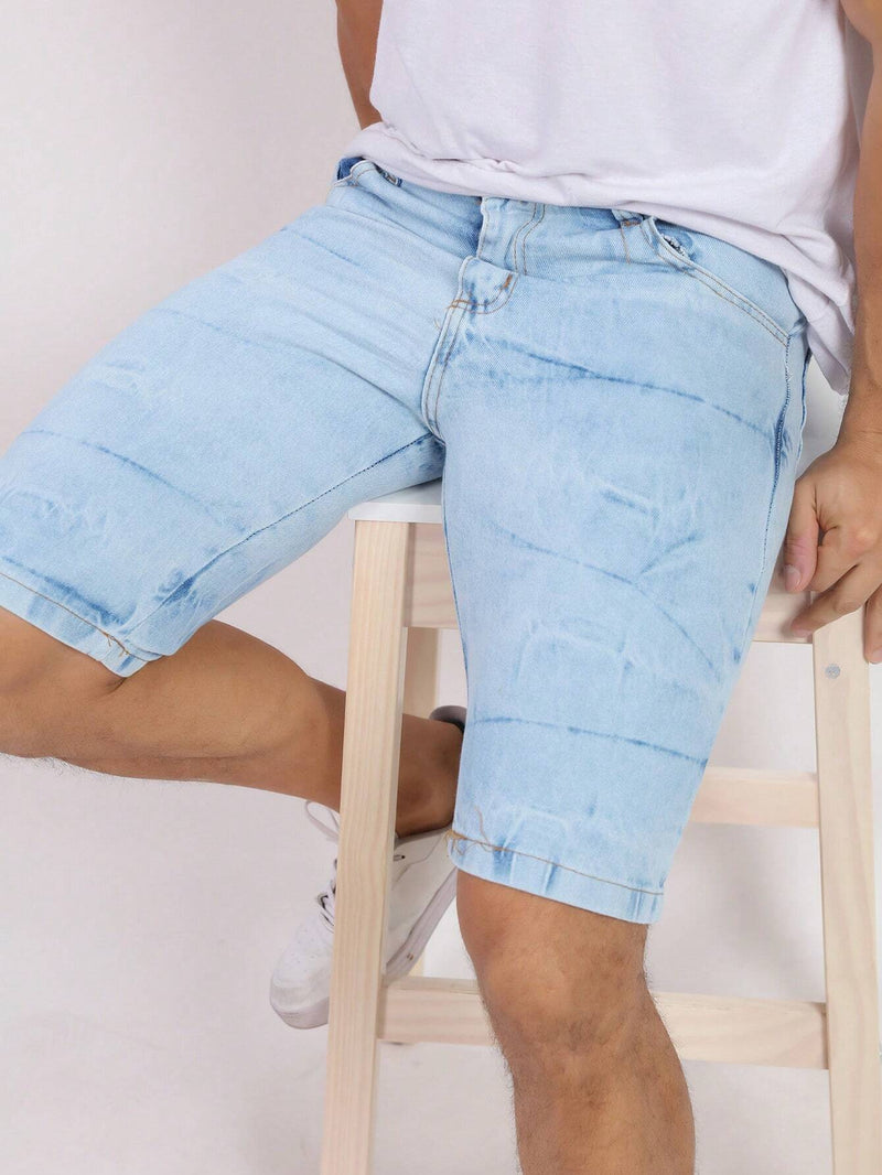 Kit 3 Bermudas Jeans Tradicional masculino Rasgada Casual 100% algodão