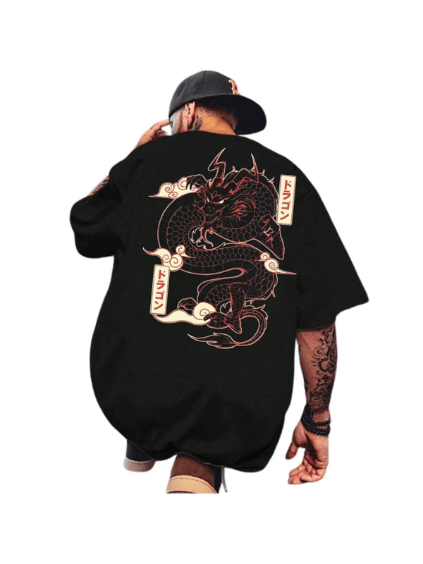 Camiseta Oversized Dragão Japones Camisa Larga Over Estampada Streetwear Masculina