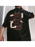 Camiseta Oversized Dragão Japones Camisa Larga Over Estampada Streetwear Masculina