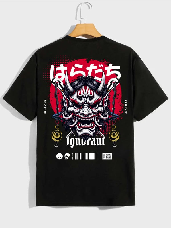 Japanese Print T-Shirt Streetwear Men Basic Menswear