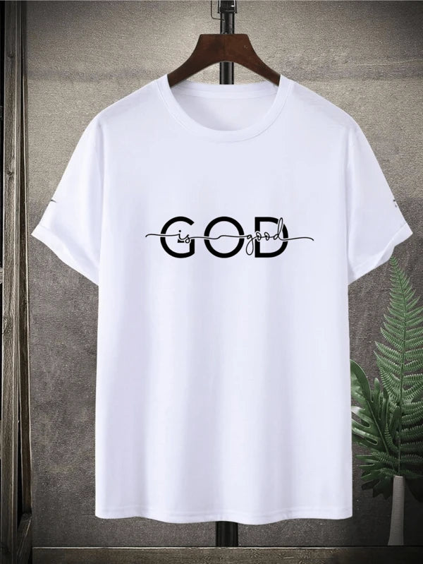 Camiseta básica estampada God Streetwear estampado gráfico de moda para hombre